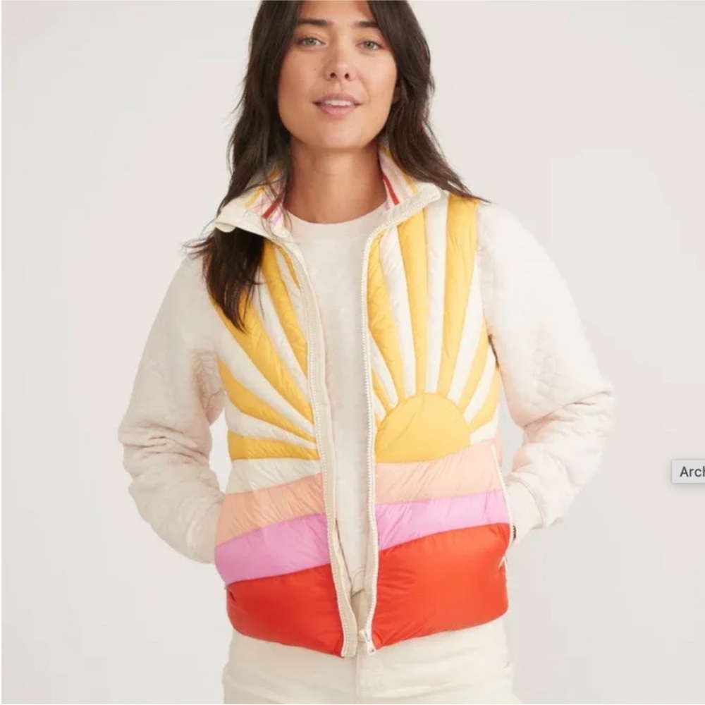 Marine Layer Archive Nevado Puffer Vest Bright Sun NEW